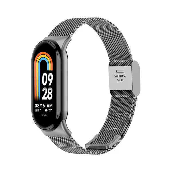 By Qubix Milanese Bandje - Space Grey - Geschikt Voor Xiaomi Smart Band 8 - 9 - 10 thumbnail