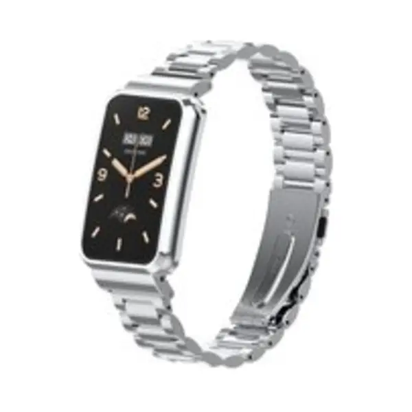 By Qubix Metalen Schakelband Met Case - Zilver - Geschikt Voor Xiaomi Smart Band 7 Pro - Mi Band 7 Pro Bandje thumbnail