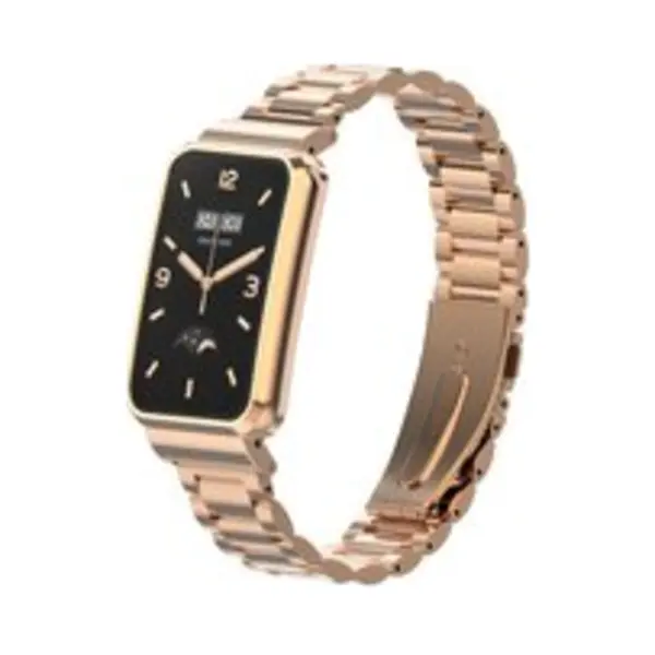 By Qubix Metalen Schakelband Met Case - Champagne Goud - Geschikt Voor Xiaomi Smart Band 7 Pro - Mi Band 7 Pro Bandje thumbnail