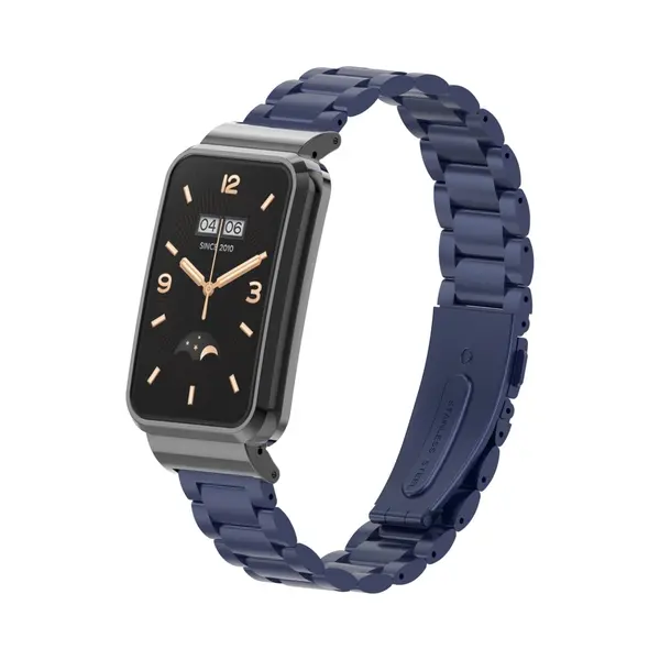 By Qubix Metalen Schakelband Met Case - Donkerblauw - Geschikt Voor Xiaomi Smart Band 7 Pro - Mi Band 7 Pro Bandje thumbnail