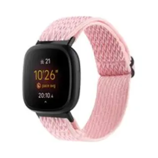 By Qubix Geschikt Voor Fitbit Versa 3 - Fitbit Versa 4 - Fitbit Sense 1 - Fitbit Sense 2 Nylon Loop Bandje - Roze Smartwatchbandje Bandje Armband