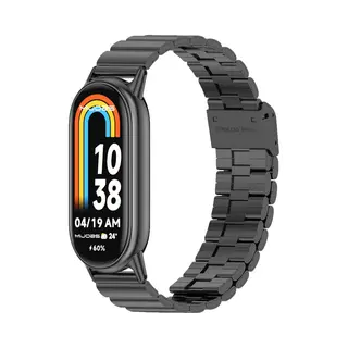 By Qubix Stalen Band - Zwart - Geschikt Voor Xiaomi Smart Band 8 - 9 - 10