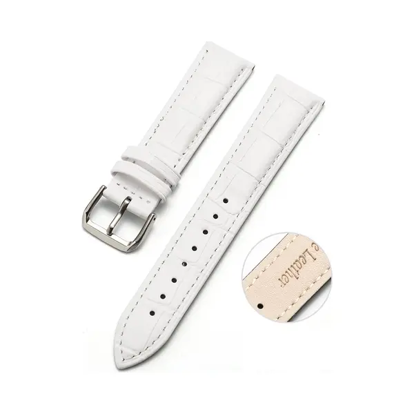 By Qubix Geschikt Voor Garmin Lily 2 - Crocodile Leren Bandje - Wit - Geschikt Voor Garmin Bandje thumbnail
