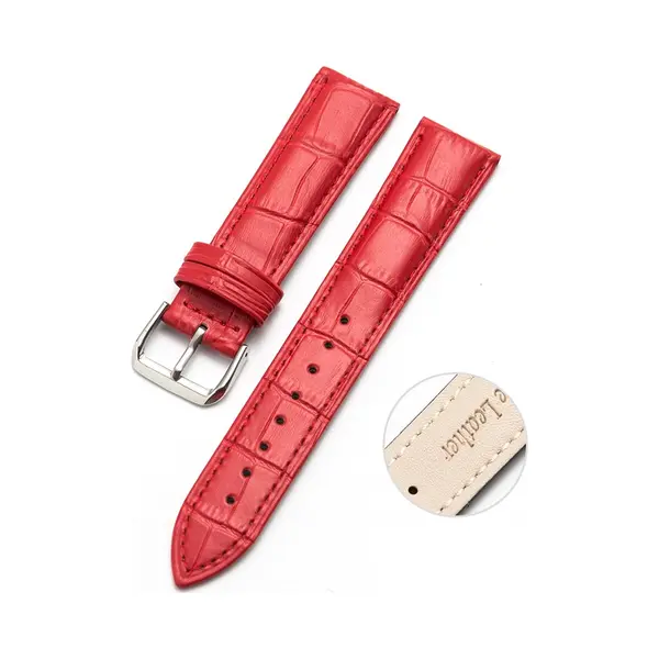 By Qubix Geschikt Voor Garmin Lily 2 - Crocodile Leren Bandje - Rood - Geschikt Voor Garmin Bandje thumbnail