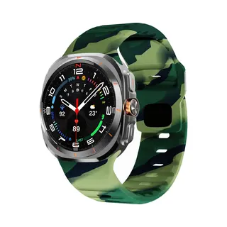 By Qubix Wave Siliconen Bandje - Legergroen Camouflage - Geschikt Voor Samsung Galaxy Watch Ultra / Ultra 2025 47mm