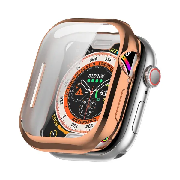 By Qubix Apple Watch Tpu Case - Champagne - Rosé Goud - Geschikt Voor Apple Watch 42mm - Series 10 Hoesje - Screenprotector - Bescherming IWatch - thumbnail