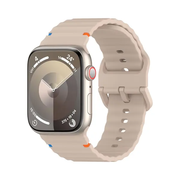 By Qubix Geschikt Voor Apple Watch Bandje - Wave Sportband - Cappuccino - Geschikt Voor Apple Watch 44 Mm - 45 Mm - 46 Mm - 49 Mm (Ultra 1, 2 En 3) - thumbnail