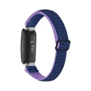 By Qubix - Geschikt Voor Fitbit Inspire 3 - Elastische Solo Loop Nylon Bandje - Blauw - Paars