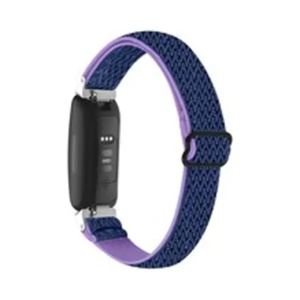 By Qubix - Geschikt Voor Fitbit Inspire 3 - Elastische Solo Loop Nylon Bandje - Blauw - Paars thumbnail