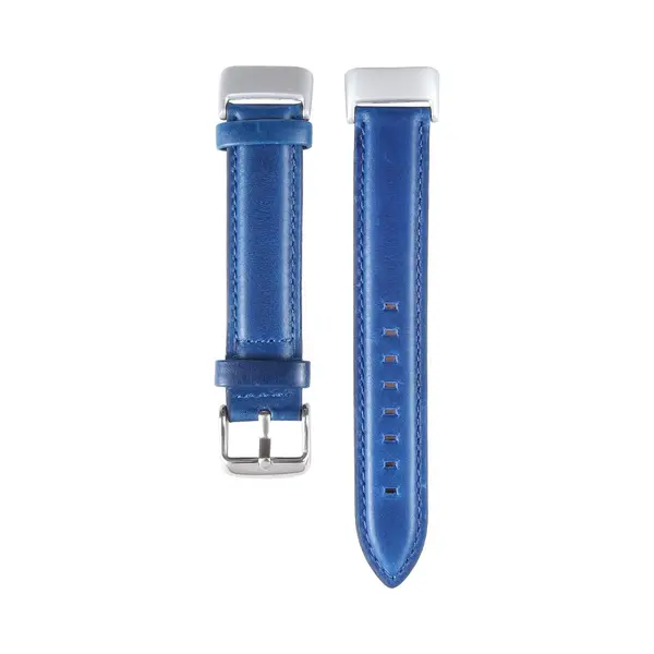 By Qubix - Geschikt Voor Fitbit Charge 5 - Fitbit Charge 6 Bandje - Echt Leer - Blauw - Horlogeband - Smartwatchbandje thumbnail