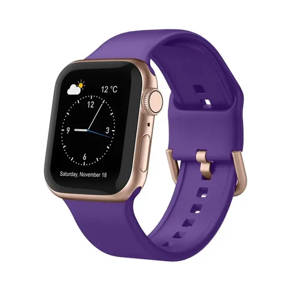 By Qubix Soft Siliconen Bandje Met Gespsluiting - Paars - Geschikt Voor Apple Watch 44 Mm - 45 Mm - 46 Mm - 49 Mm (Ultra 1, 2 En 3) - Compatible Apple thumbnail