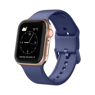 By Qubix Soft Siliconen Bandje Met Gespsluiting - Indigo - Geschikt Voor Apple Watch 38 Mm - 40 Mm - 41 Mm - 42 Mm - Compatible Apple Watch Bandje -