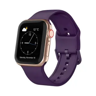 By Qubix Soft Siliconen Bandje Met Gespsluiting - Donkerpaars - Geschikt Voor Apple Watch 38 Mm - 40 Mm - 41 Mm - 42 Mm - Compatible Apple Watch