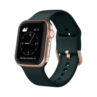 By Qubix Soft Siliconen Bandje Met Gespsluiting - Donkergroen - Geschikt Voor Apple Watch 38 Mm - 40 Mm - 41 Mm - 42 Mm - Compatible Apple Watch