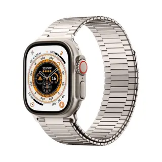 By Qubix Magnetische Stalen Band - Zeer Sterke Magneet - Titanium Kleur - Geschikt Voor Apple Watch 44 Mm - 45 Mm - 46 Mm - 49 Mm (Ultra 1, 2 En 3) -