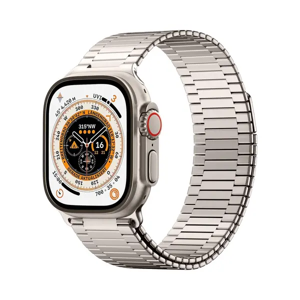 By Qubix Magnetische Stalen Band - Zeer Sterke Magneet - Titanium Kleur - Geschikt Voor Apple Watch 44 Mm - 45 Mm - 46 Mm - 49 Mm (Ultra 1, 2 En 3) - thumbnail