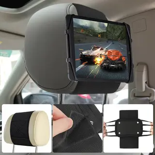 Opline Verstelbare Auto Hoofdsteun Houder - Universele Rekbare Siliconen Tablethouder - Beugel Autostoel Rugleuning Compatibel Tablet Universeel Etc.