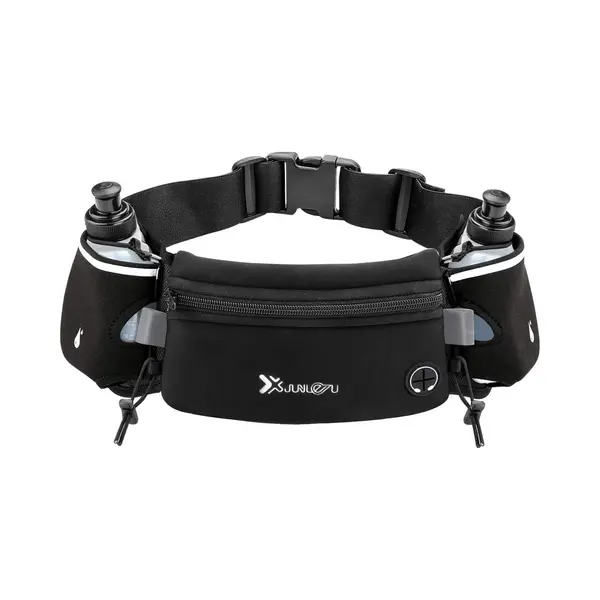 Opline Sport Heupband - Hardloopband Telefoonhouder - Sportband - Drinkgordel - Running Belt Bidonhouder - Hardloopriem Met Drinkflessen - Zwart - Onesize thumbnail