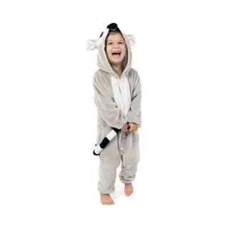 Kimu Onesie Lemur Ringstaartmaki Pakje - Maat 74-80 - Ringstaartmakipak Kostuum Grijs Pak - Peuter Huispak Boxpakje Pyjama Jongen Meisje Festival