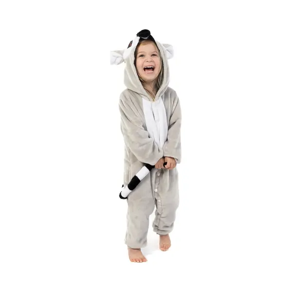 Kimu Onesie Lemur Ringstaartmaki Pakje - Maat 74-80 - Ringstaartmakipak Kostuum Grijs Pak - Peuter Huispak Boxpakje Pyjama Jongen Meisje Festival thumbnail