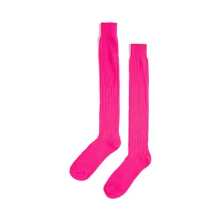 Kimu Sokken Neon Roze Gebreid - Maat 39 40 41 42 43 44 45 46 - Dames Heren Unisex - Neon Roze Fluor Uv Lange Kniekousen Voetbalsokken Sportsokken
