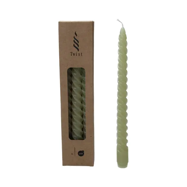 Twist Draaikaarsen Gedraaide Dinerkaars 25cm 3 Stuks Groen thumbnail
