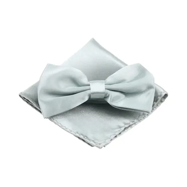 Fako Fashion - Vlinderstrik Inclusief Pochette - Vlinderdas - Strikje - Pochet - Zilver thumbnail
