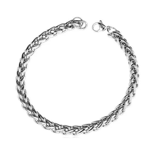 Fako Bijoux® - Schakelarmband Vossenstaart - Rond Gevlochten - Staal - Rvs - 5mm - 20cm - Zilverkleurig thumbnail
