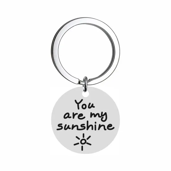 Fako Bijoux - Sleutelhanger You Are My Sunshine - Sleutelring Tekst - Cadeau - Geschenk - Zilverkleurig thumbnail