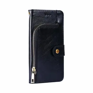 Jvs Products Hoesje Geschikt Voor IPhone 7 - Bookcase - Koord - Pasjeshouder - Portemonnee - Rits - Kunstleer - Zwart
