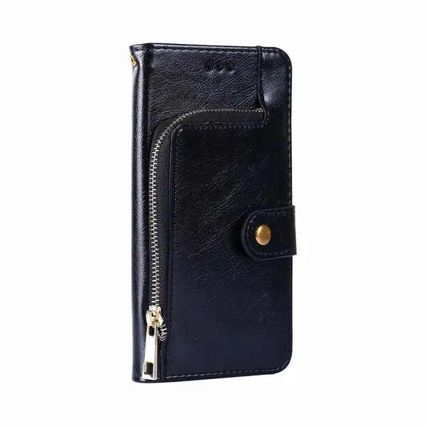 Jvs Products Hoesje Geschikt Voor IPhone 7 - Bookcase - Koord - Pasjeshouder - Portemonnee - Rits - Kunstleer - Zwart thumbnail