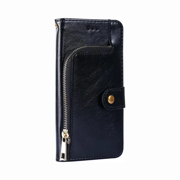 Jvs Products Hoesje Geschikt Voor IPhone Xs - Bookcase - Koord - Pasjeshouder - Portemonnee - Rits - Kunstleer - Zwart thumbnail