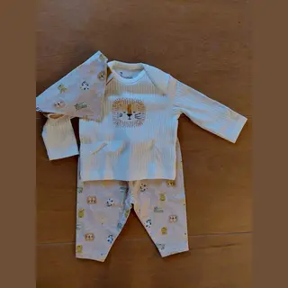 Newborn - Baby Kleding Jongens - Baby Cadeau - Bandana - Kraamcadeau - Babyshower Cadeau Setje 3/delig "lion" - 2-6Maanden