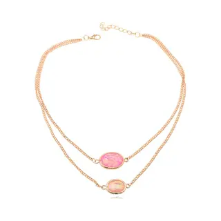 Deja Jewels Gelaagde Goudkleurige Verstelbare Boho Stijl Ketting Met Roze Stenen