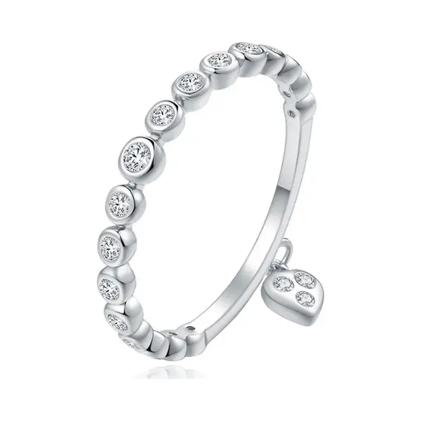 Lgt Jwls Dames Ring Zilverkleurig Verzilverd Met Zirkonia En Hartje -19mm thumbnail