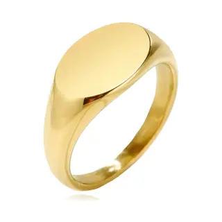 Cilla Jewels Goudkleurige Ovale Dames Zegelring Van Edelstaal Verguld-20mm