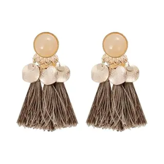 Tassel Oorbellen Met Elegante Steen Van Deja Jewels - Bruin