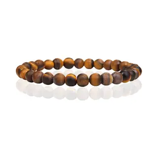 6mm Memphis Natuursteen Armband - Matte Tiger Eye