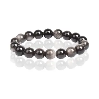 Memphis Natuursteen Armband 10mm - Silver Obsidian