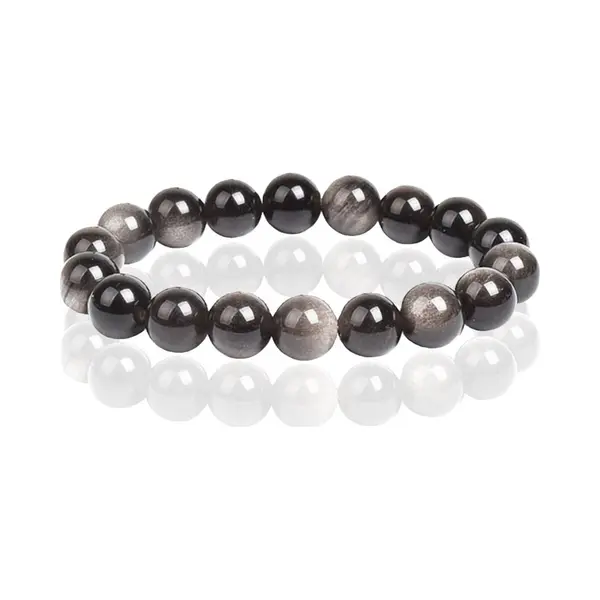 Memphis Natuursteen Armband 10mm - Silver Obsidian thumbnail