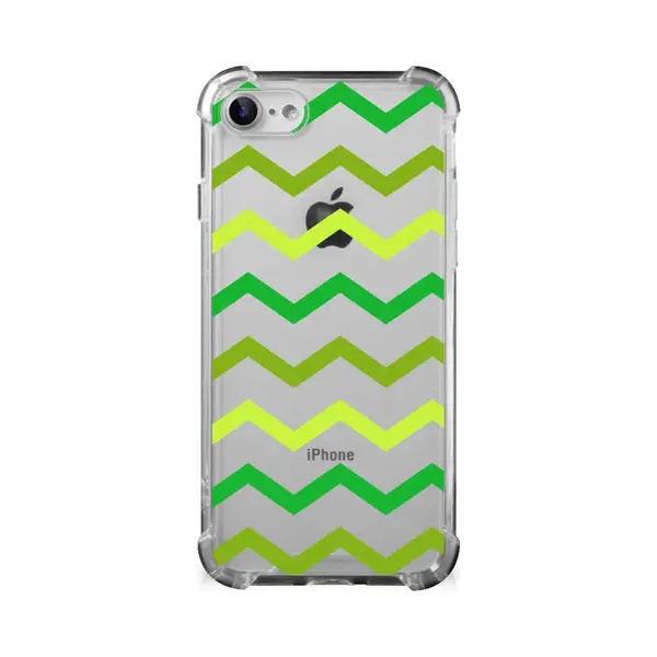 B2Ctelecom IPhone Se 2022/2020 | IPhone 8/7 Doorzichtige Silicone Hoesje Zigzag Groen thumbnail