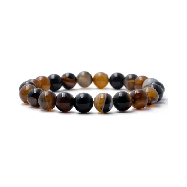 Bixorp Gems Koffie Botswana Agaat Edelstenen Armband 8mm - Edelsteen Kralenarmband - Spiritueel Cadeau - 18cm thumbnail