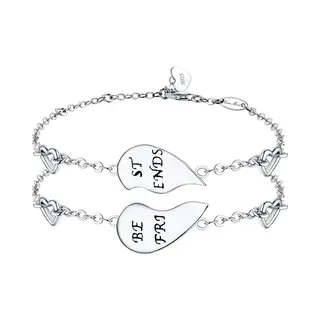 Bixorp Friends Vriendschapsarmbandjes Voor 2 Met Zilverkleurig Hartje - Bff Armband Meisjes - Best Friends Armband Vriendschap Cadeau Voor Twee