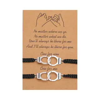 Bixorp Friends Vriendschapsarmbandjes Voor 2 Met Zilverkleurige Handboeien - Bff ArmbandMeisjes - Best Friends Armband Vriendschap Cadeau Voor Twee