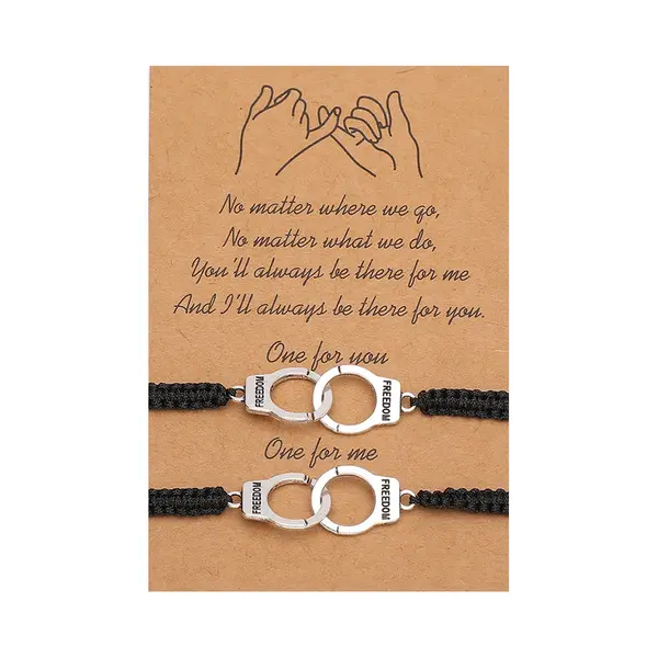 Bixorp Friends Vriendschapsarmbandjes Voor 2 Met Zilverkleurige Handboeien - Bff ArmbandMeisjes - Best Friends Armband Vriendschap Cadeau Voor Twee thumbnail