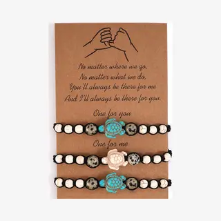 Bixorp Friends Vriendschapsarmbandjes Voor 3 Met Roze & Blauwe Schildpadden / Schildpadjes - Bff ArmbandMeisjes - Best Friends Armband Vriendschap