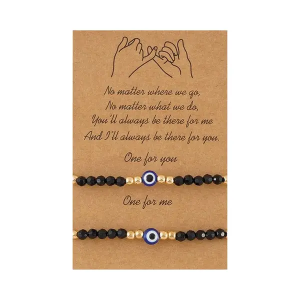 Bixorp Friends Vriendschapsarmbandjes Voor 2 Met Zwarte Knoopjes & Oogjes - Bff Armband Meisjes - Best Friends Armband Vriendschap Cadeau Voor Twee thumbnail