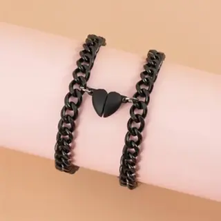 Bixorp Friends Vriendschapsarmbandjes Voor 2 Met Hartje Met Magneet Zwart - Bff ArmbandMeisjes - Magnetische Best Friends Armband Vriendschap Cadeau