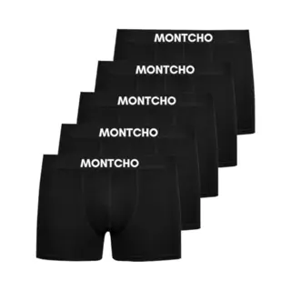 Montcho Boxershorts Herren 5er Pack - Bio Baumwolle Unterhosen Retroshorts Männer Trunks Herren Unterwäsche Komfort - Farbe, 5X Schwarz, Größe,
