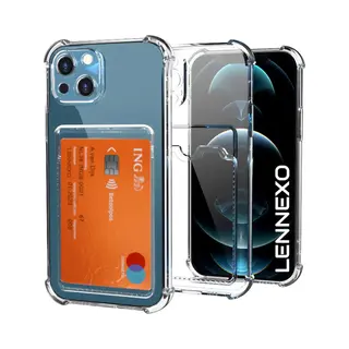 Lennexo IPhone 14 Hoesje Met Pashouder | Transparant Siliconen Hoesje | Shockproof Case | Anti Shock Hoesje Geschikt Voor IPhone 14